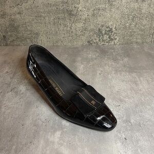 Bruno Magli Patent Croc Print Heeled Loafer